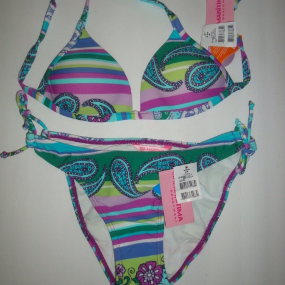 Cia.Maritima 2 Pc Swimsuit Stripe Paisley S 38